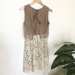 Altar'd State Gold Metallic and Cream dress